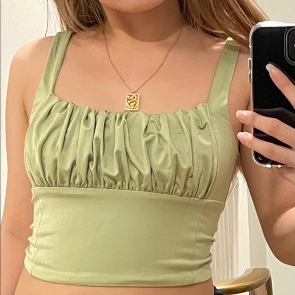 3/$30 ruched sage top - Picture 1 of 1
